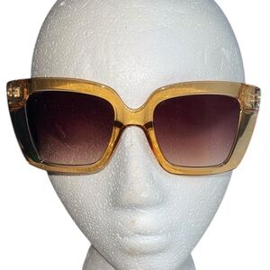 Fossil Women's Square Sunglasses - Amber Frame with Gradient Brown Lenses